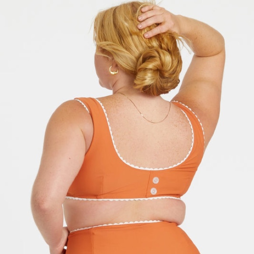 Hammies NWTs sixties style rust orange bikini top large retro Rick rack trim 60s - Picture 2 of 9